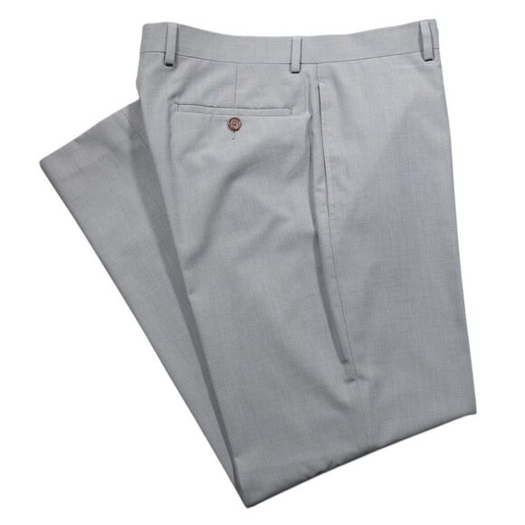 Ralph Lauren Mens Dress Pants Gray Poly Rayon Straight Flat Front Trousers 34x30